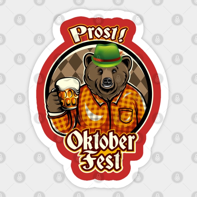 Prost! Oktoberfest Bear Shirt Beer Gift T Shirt Tee Sticker by creative